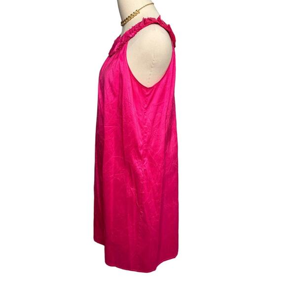 Calypso St. Barth 100% silk ruffle collar hot pink slip mini dress size large L - Picture 3 of 5